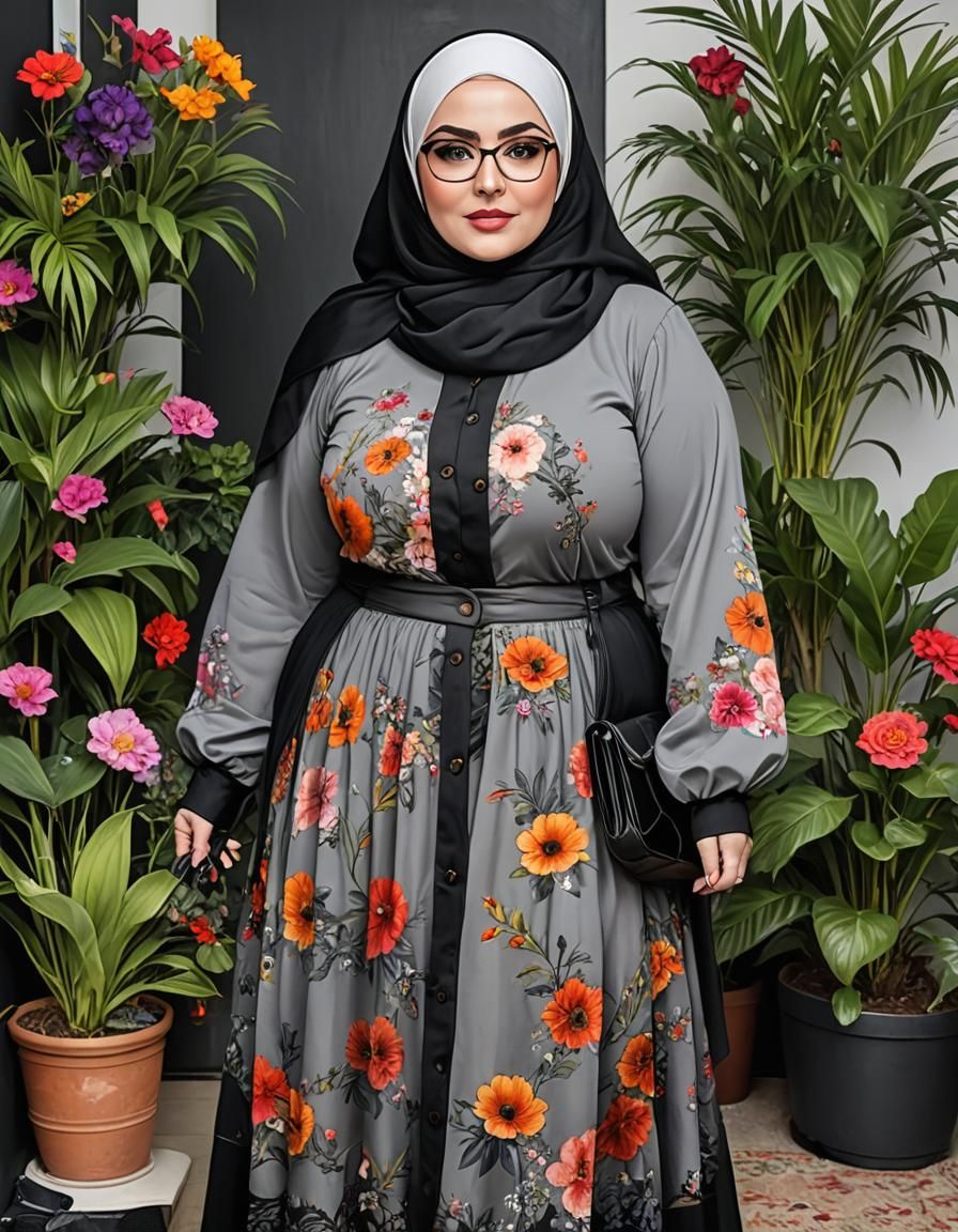 Psychedelic Portrait of a Hijabi Woman in Pop Art Style