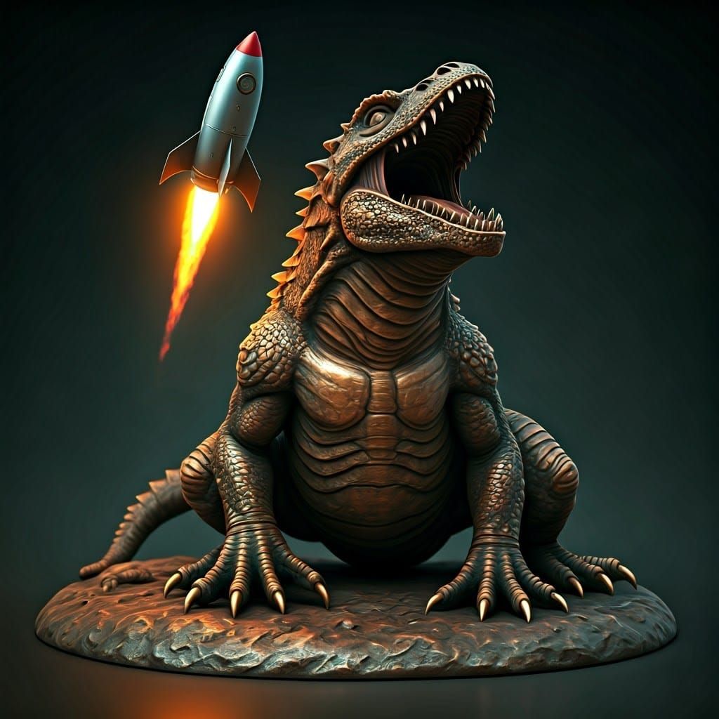 Bronze Monster Catches Rocket: Industrial Futurism