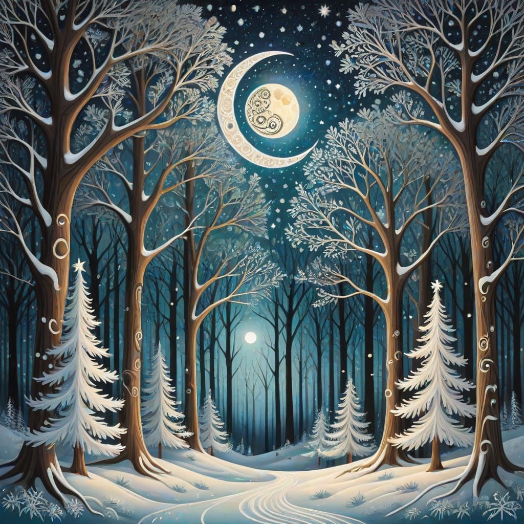 Celestial Zentangle Dreamscape: Whimsical Christmas Nightsca...