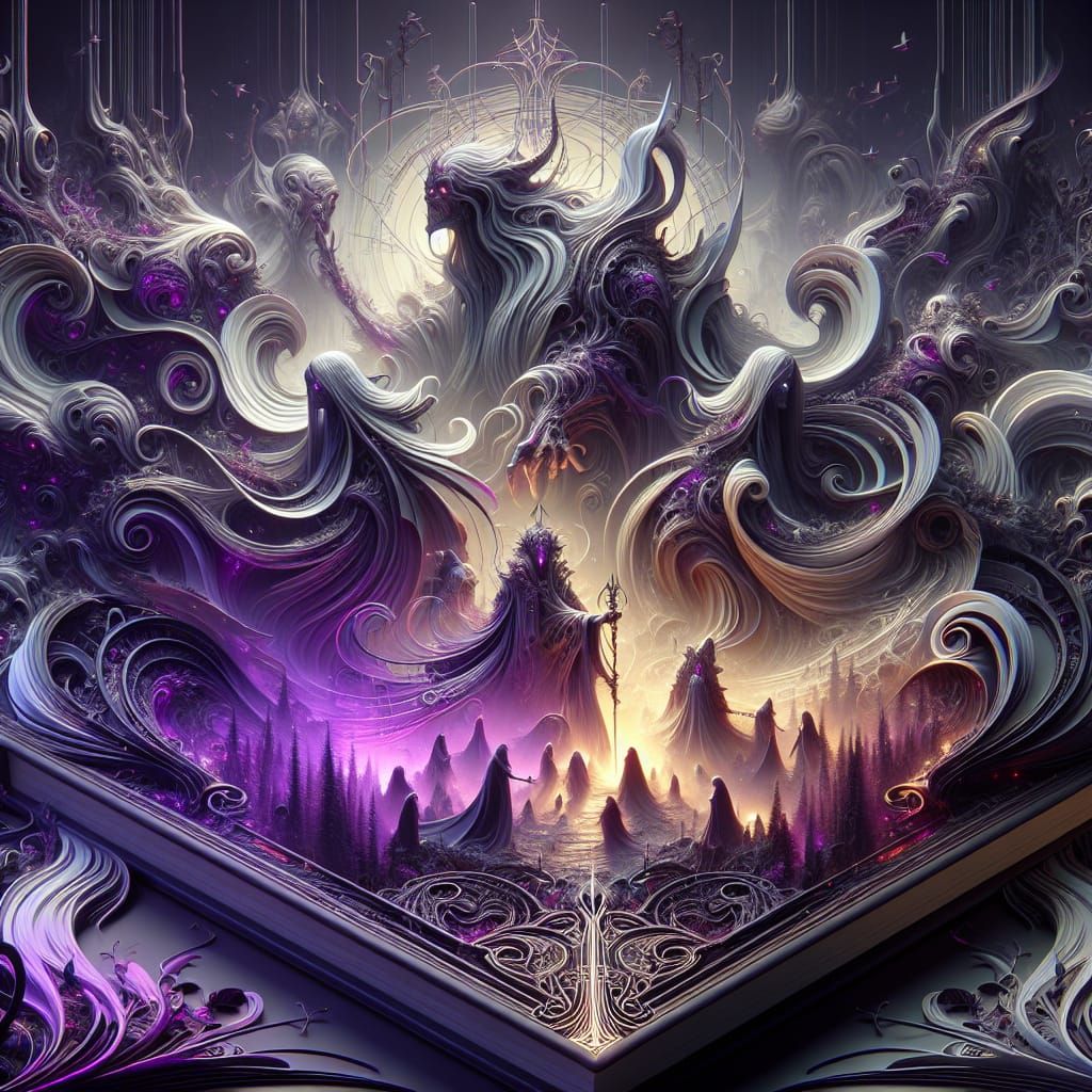 Dark Fantasy Book Cover in Art Nouveau Style