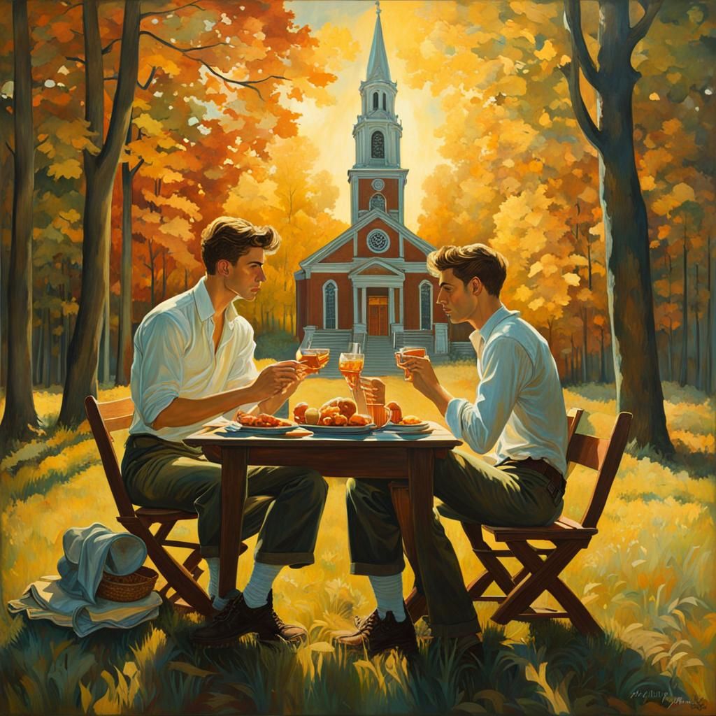 Americana 240103D Picnic at the Church