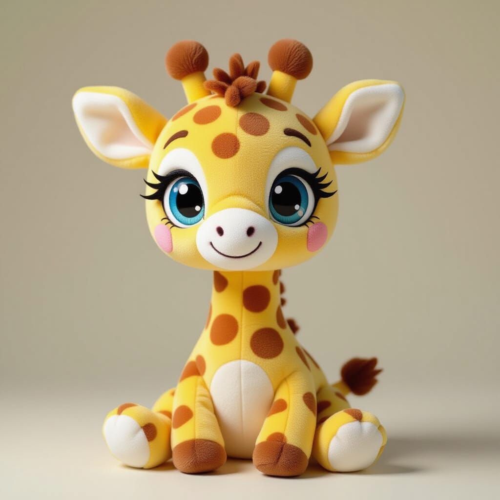 Adorable 3D Plushie Giraffe with Anime Eyes