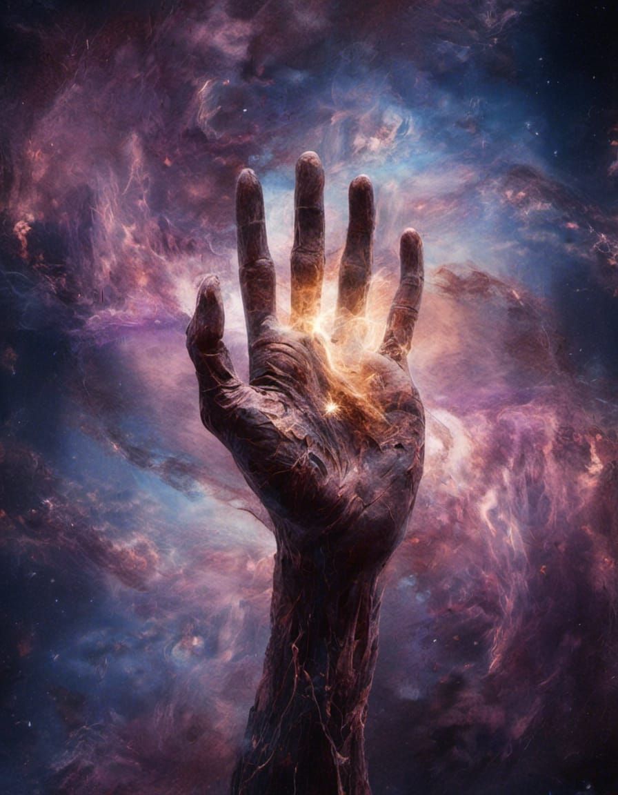 Cloud Hand Cradles Galaxy in Ethereal Twilight