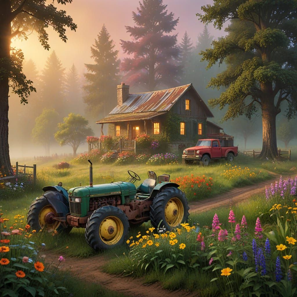 Rustic Prairie Homestead in Golden Hour