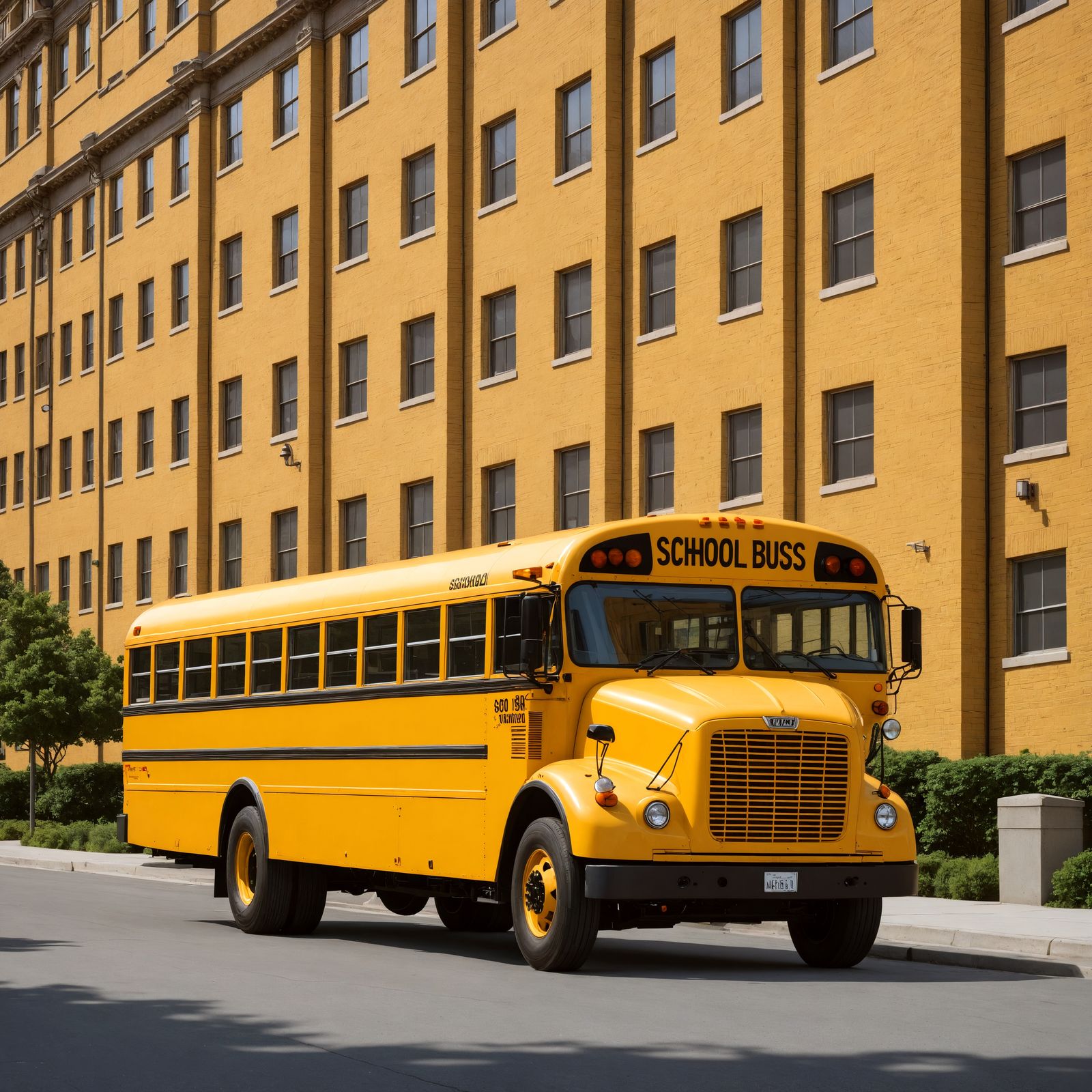 Big Yellow School Bus on Sunny Day