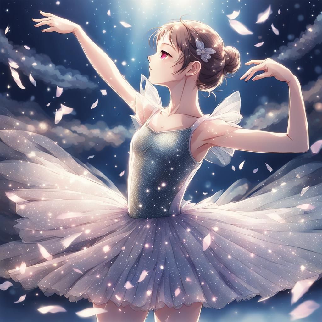 Elegant Ballerina in Sparkling Anime-Inspired Tulle