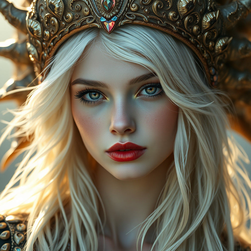 Dragon Queen with Scale Hat, Fantasy Art