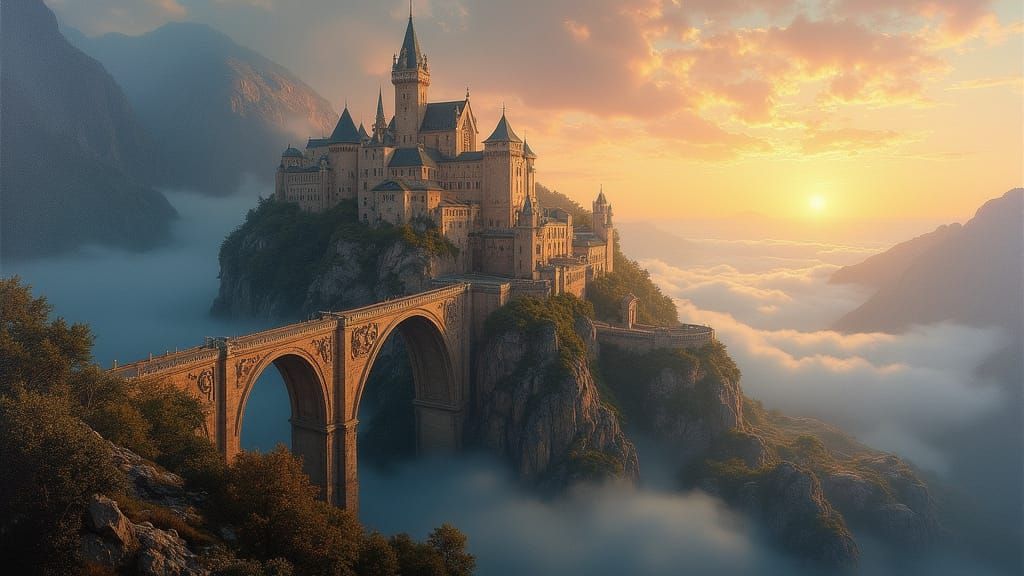 San Marino Castle at Golden Hour Oil Painting