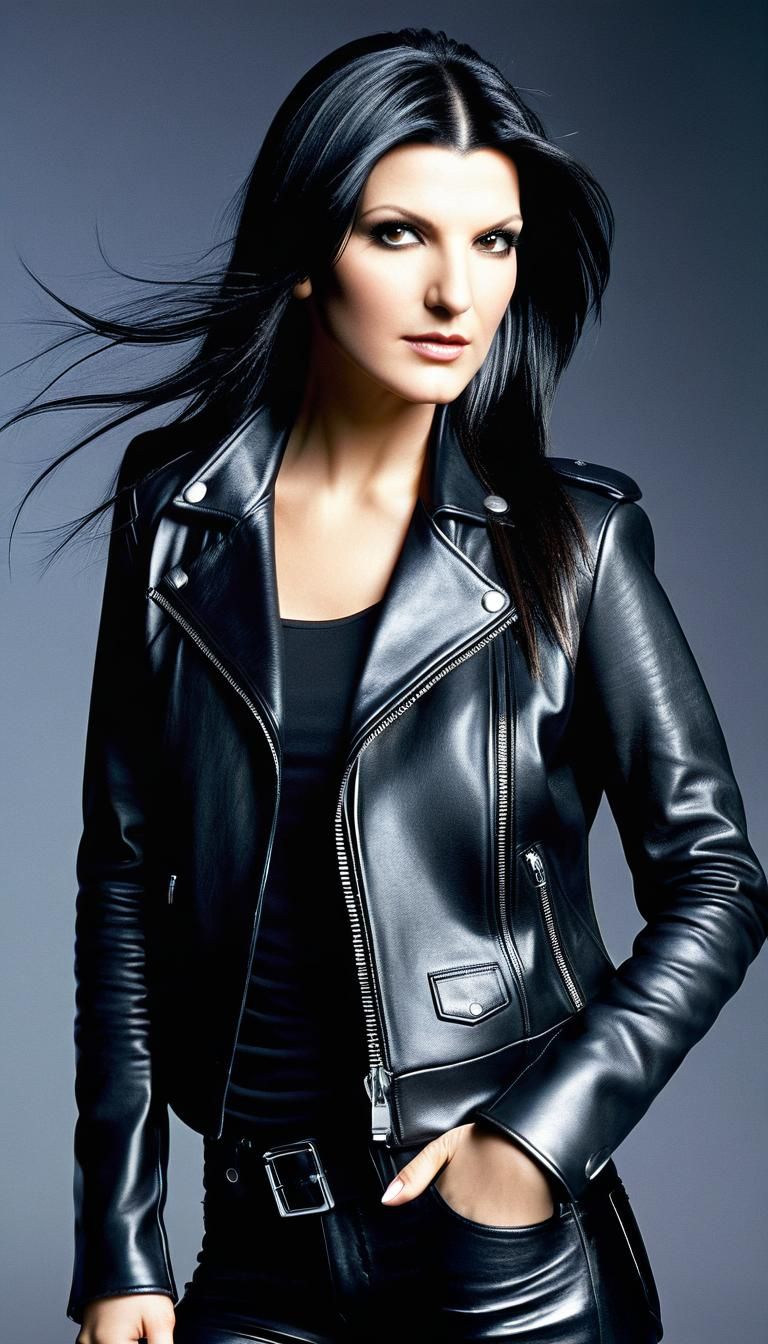 Realistic Portrait of a Young Woman in Leather