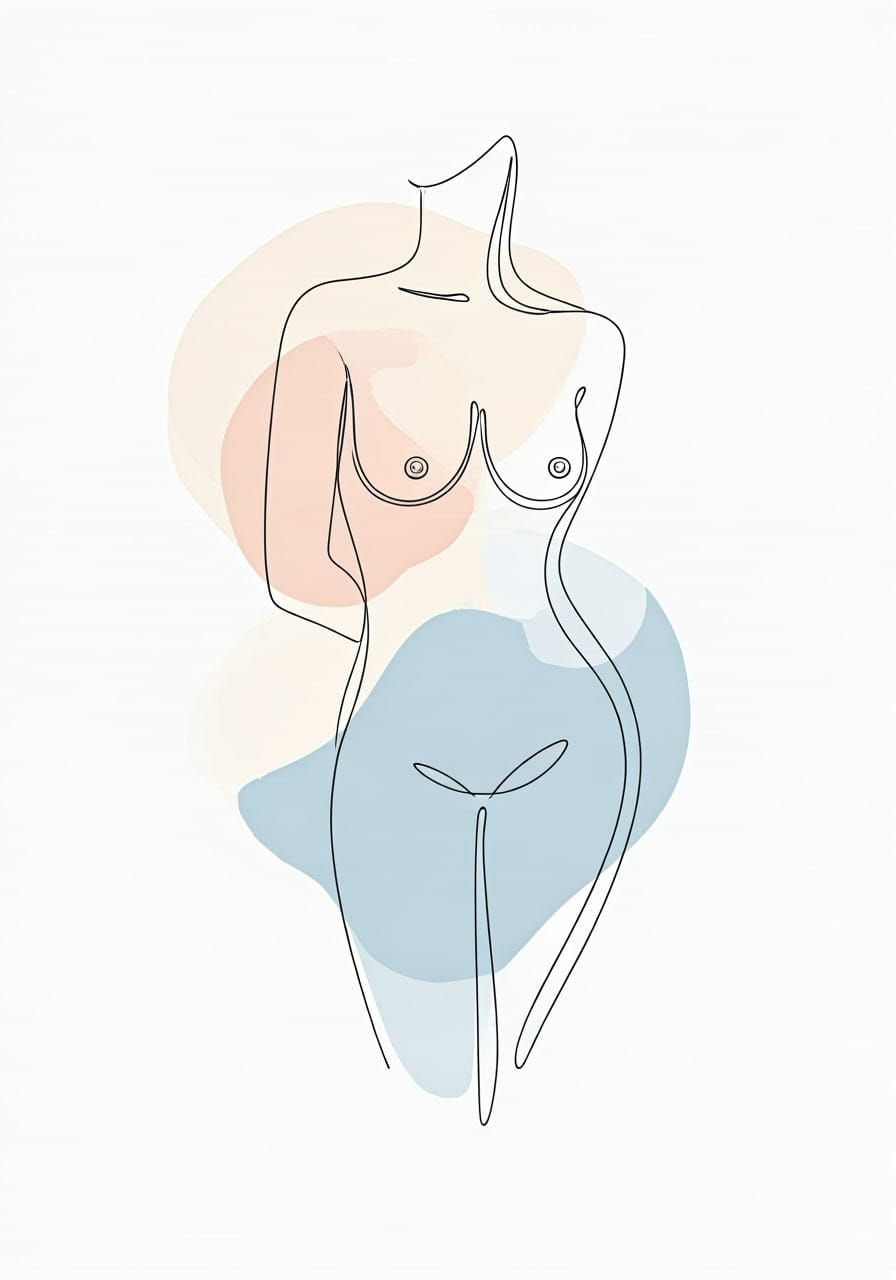 Elegant Minimalist Line Drawing of a Woman