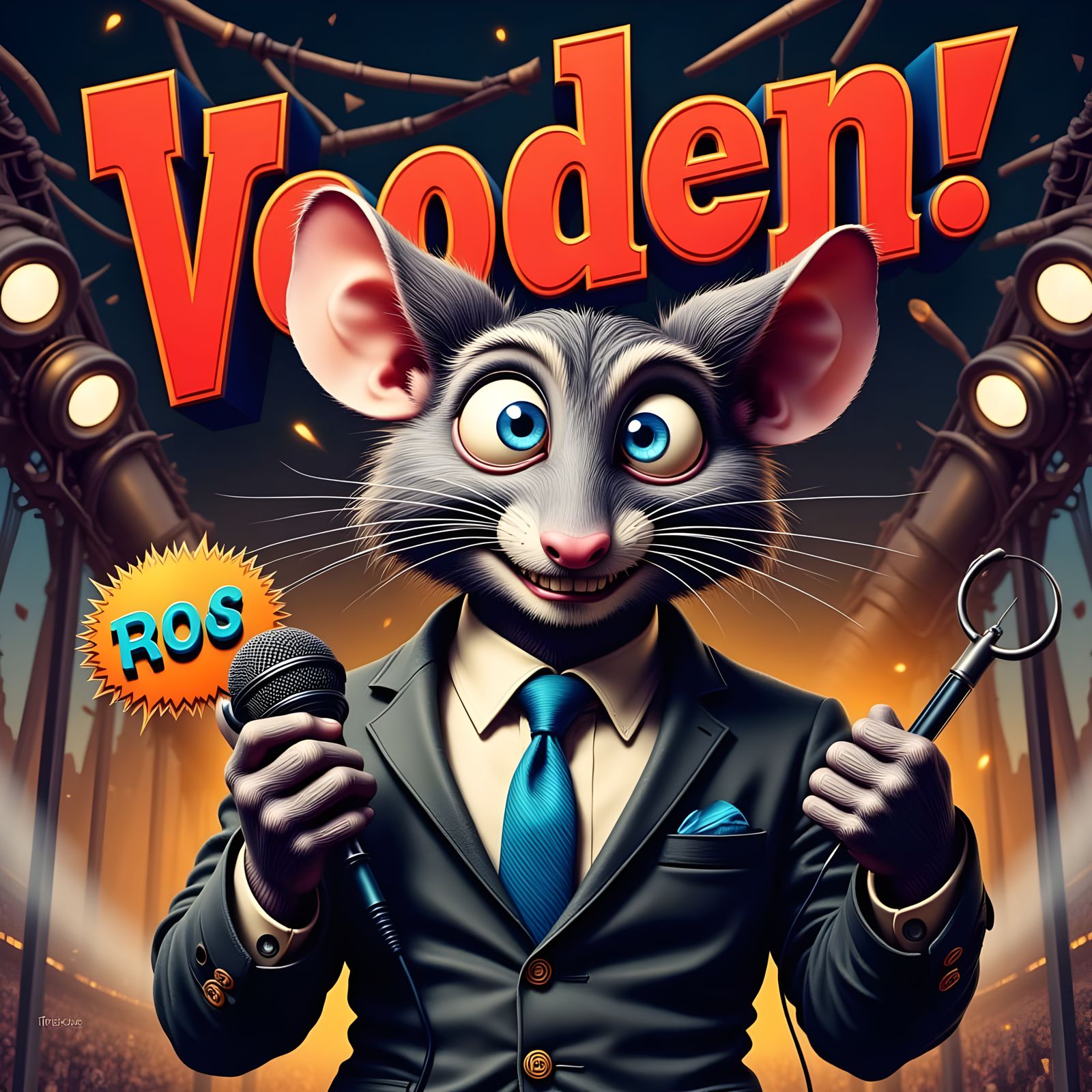 Middle-Aged Mouse Sports Broadcaster in a Painterly Style