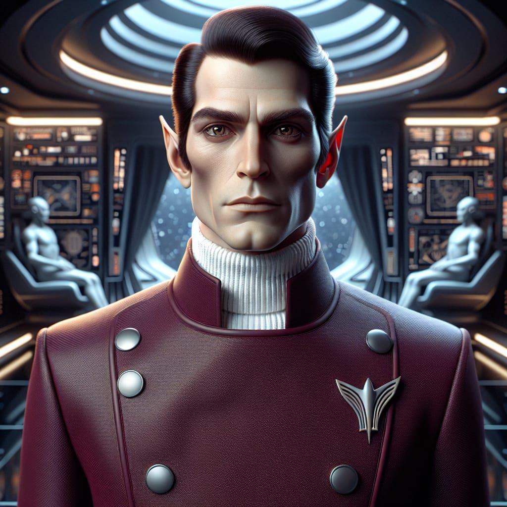 Elegant Alien Naval Officer in Advanced Spaceship