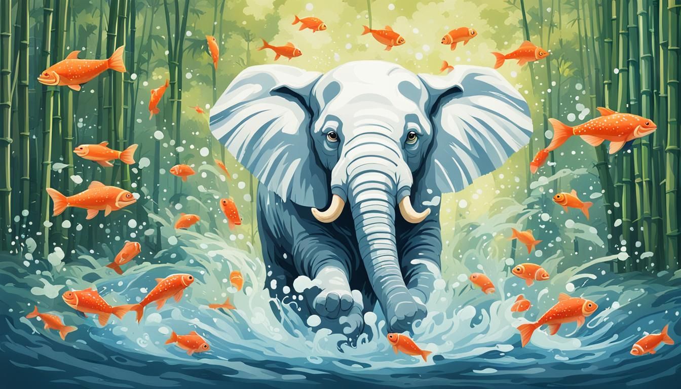 White Elephant's Whimsical Bath in Bamboo Grove