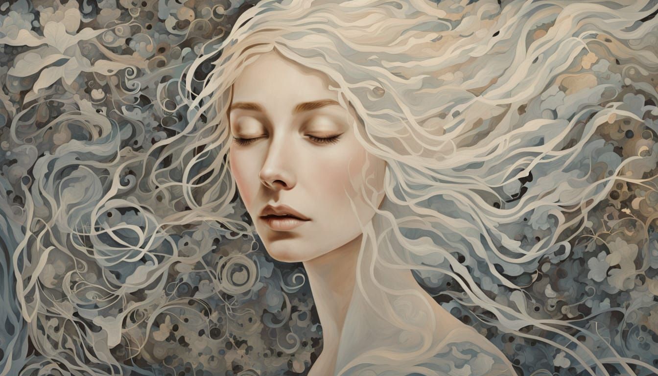 A Woman Embodies Resilience in a Dreamlike Landscape