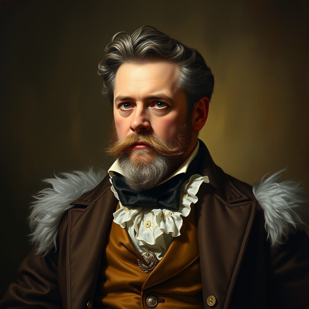 Elegant Aristocrat in Earthy Tones, à la 19th-Century Englis...