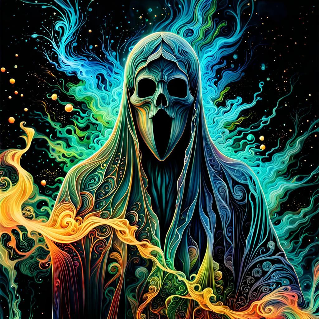 Ethereal Ghost in Splatter Art with Alcohol Ink