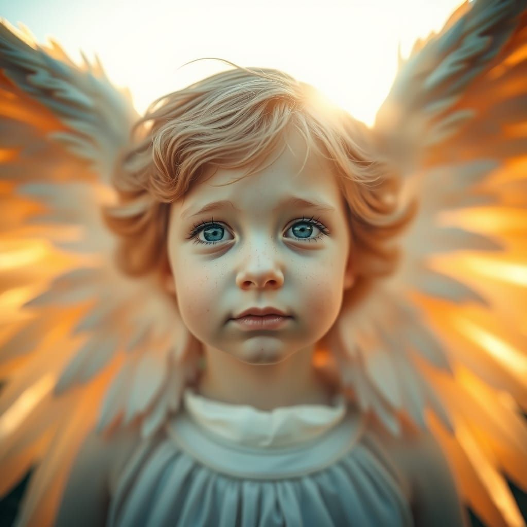 Angel's Serene Portrait in a Breathtaking Dawn Light