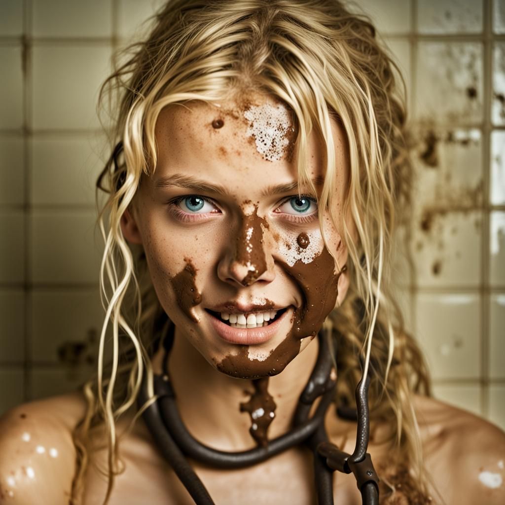 Close-Up Portrait of Young Woman with Mud