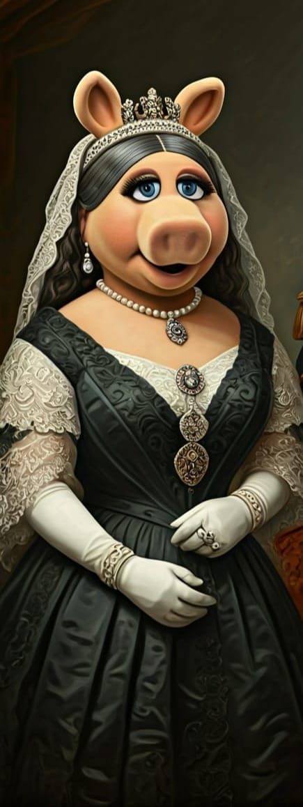 19th century oil painting of Queen Victoria played by Miss P...