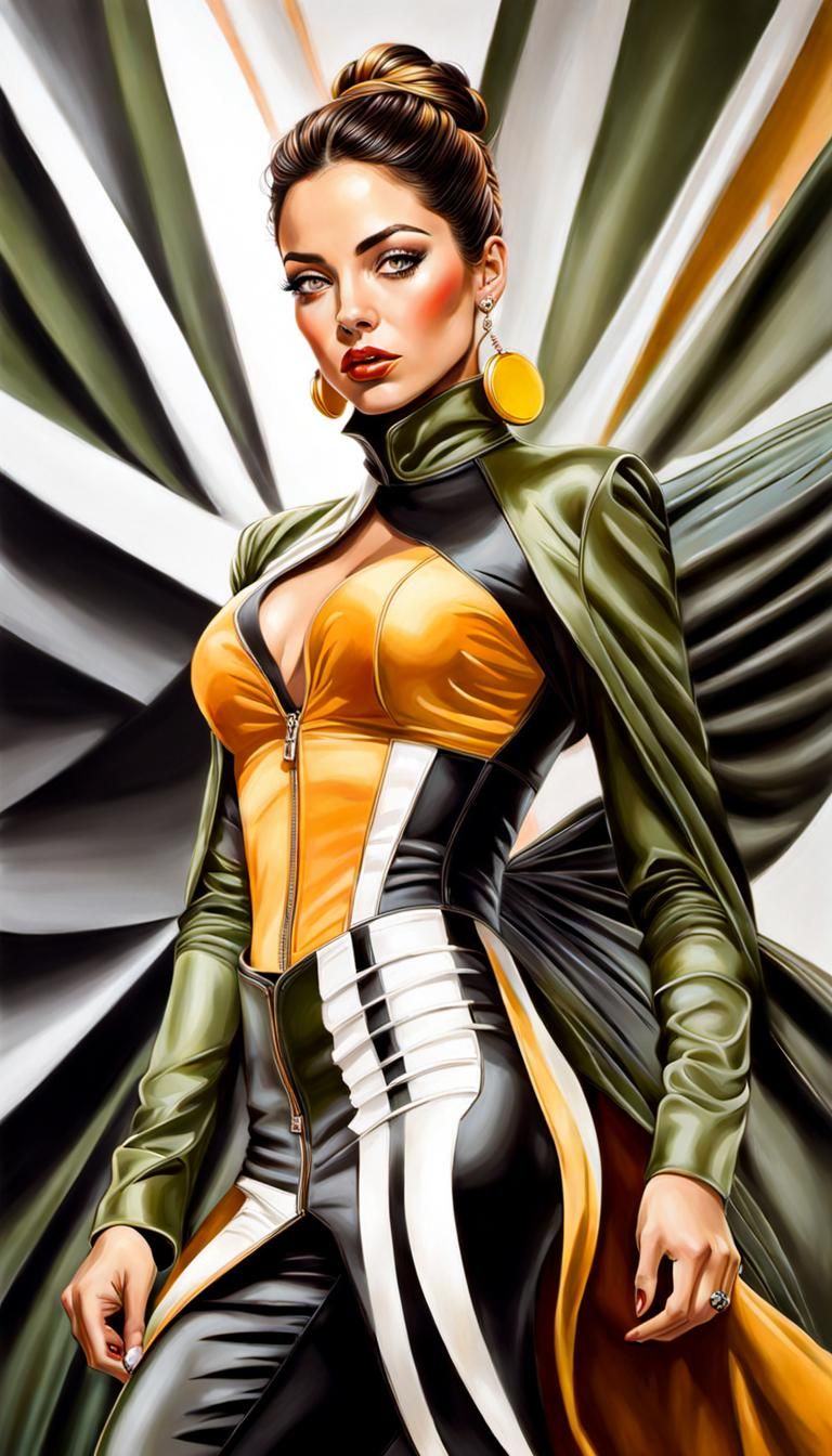 Gorgeous Woman Sipping Coffee in Splash Art Style