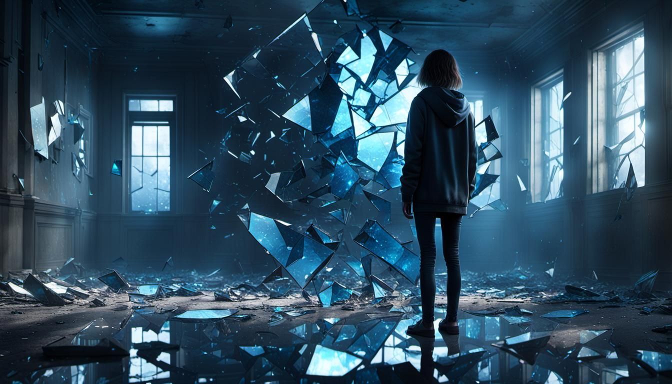 Eerie Reflections in Abandoned Room, as Digital Art