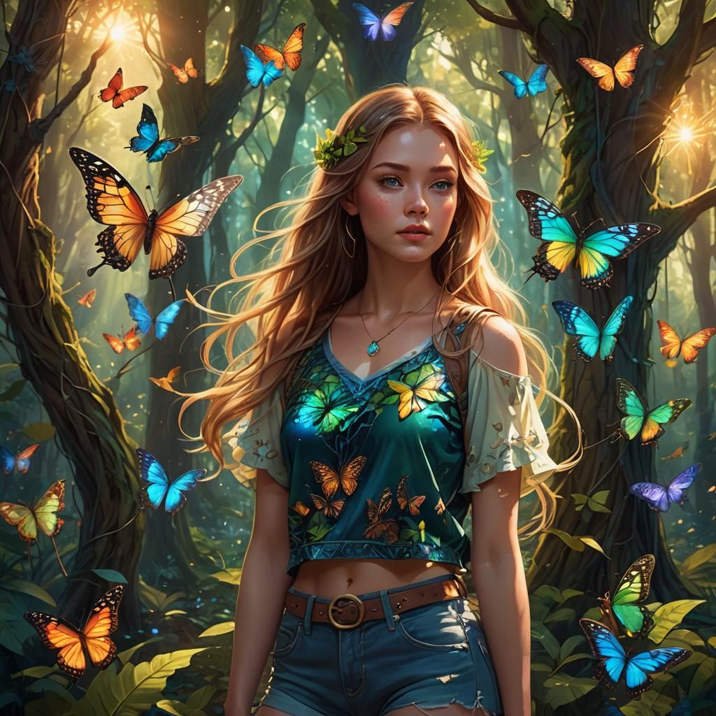 Mystical Forest Girl in Detailed Fantasy Art