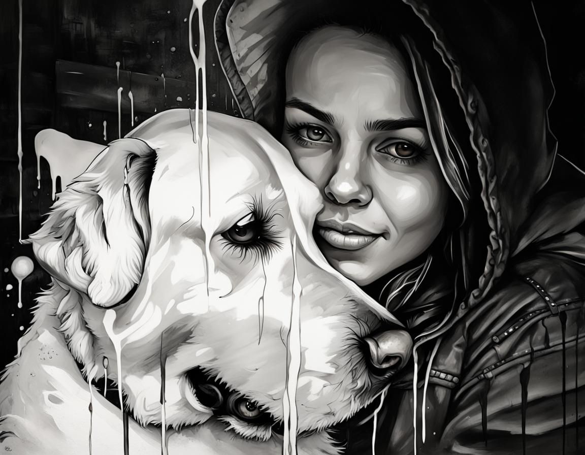 Vibrant Graffiti Art of Person and Dog