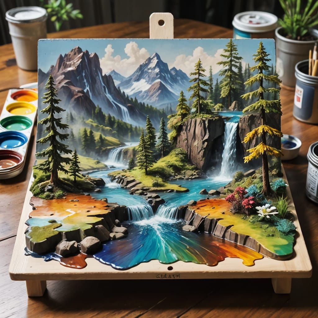 Whimsical Miniature Landscape Painting