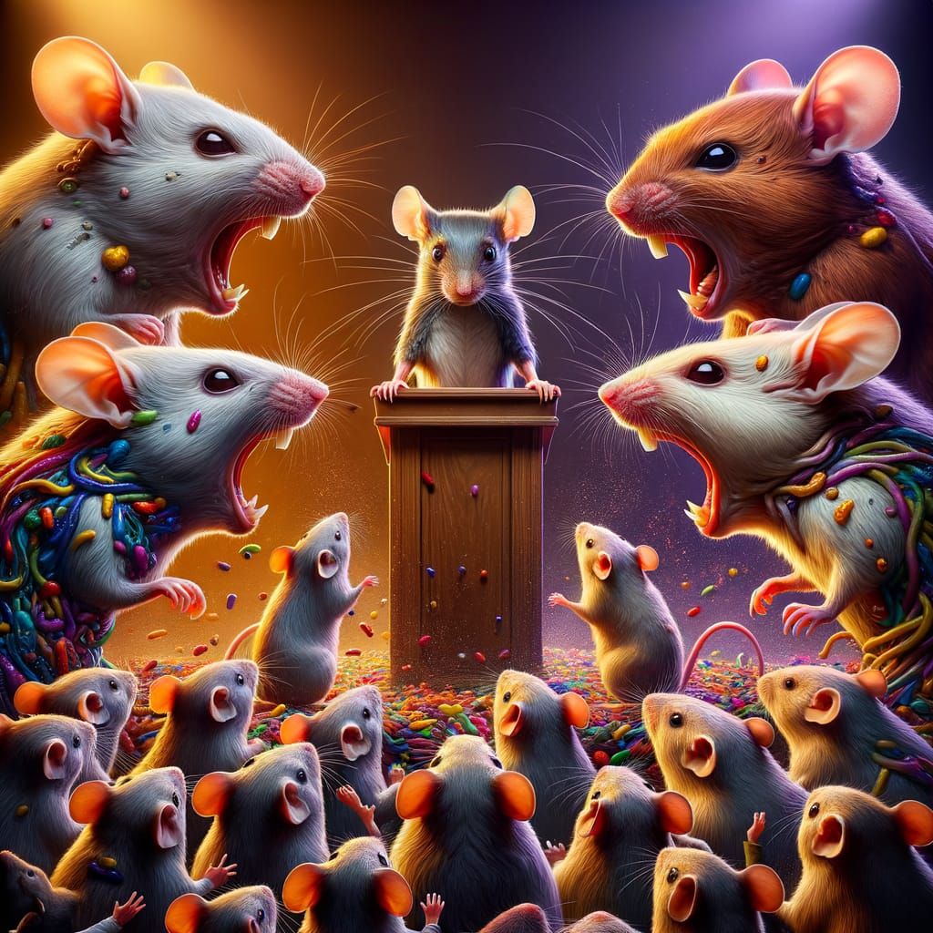 Young Mouse Engages in Heated Debate with Elder Mice in Hype...
