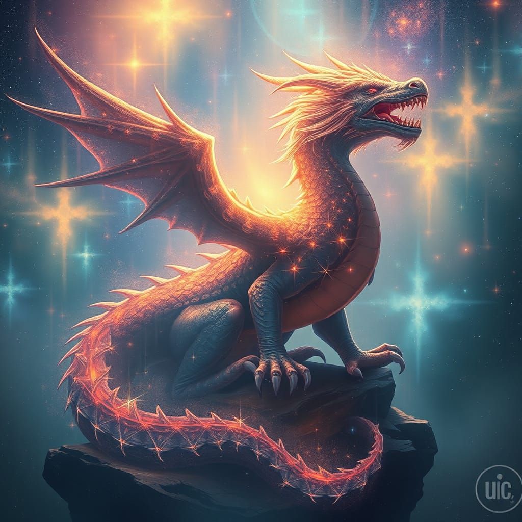 Majestic Cosmic Dragon Ruling Nebulae