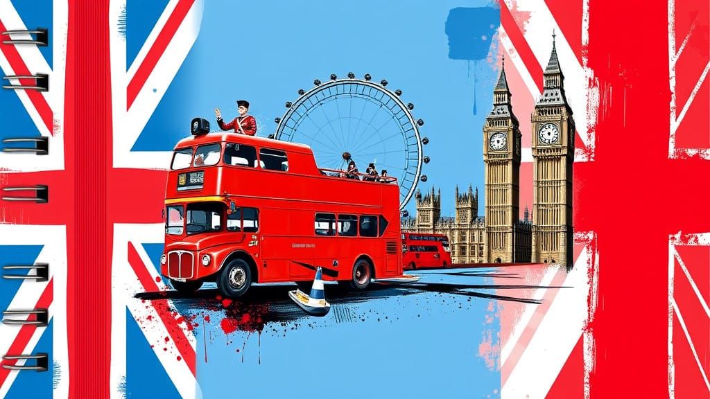 London Geographey Notebook Cover in Union Jack Style