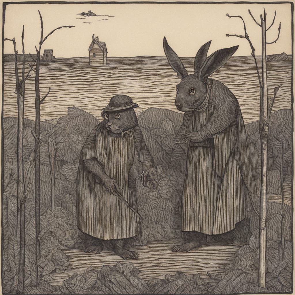 Eerie Animals with Dark Undertones in Expressionist Style