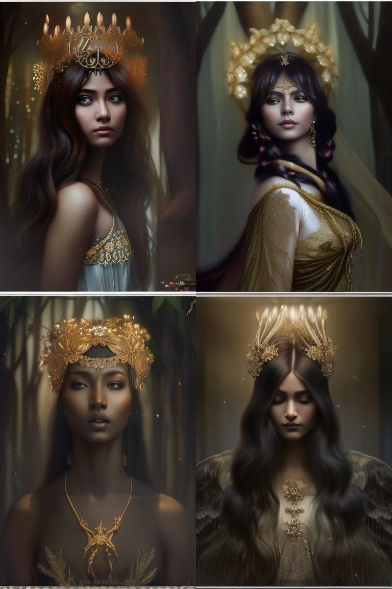 Dusky Shadow Goddess Portrait in Photorealistic Style