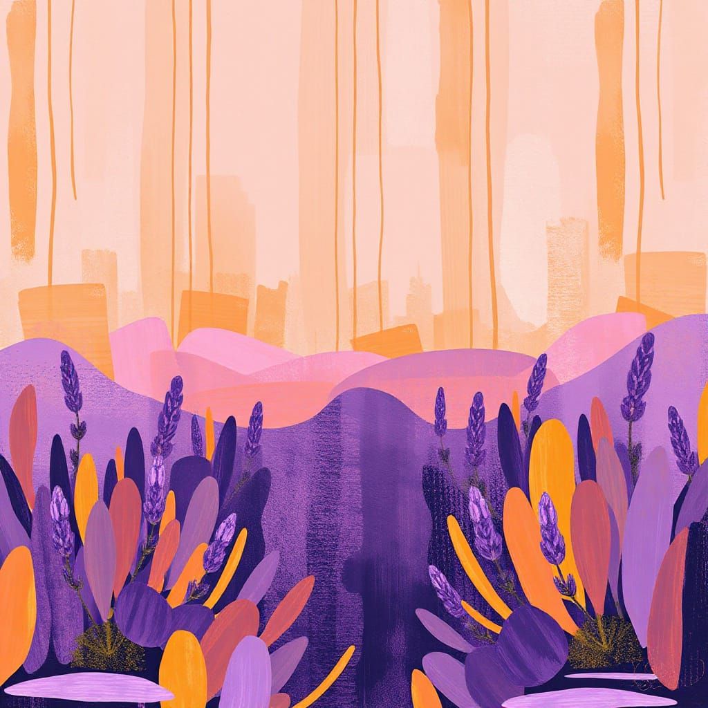 Abstract Surreal Image in Sienna and Lavender