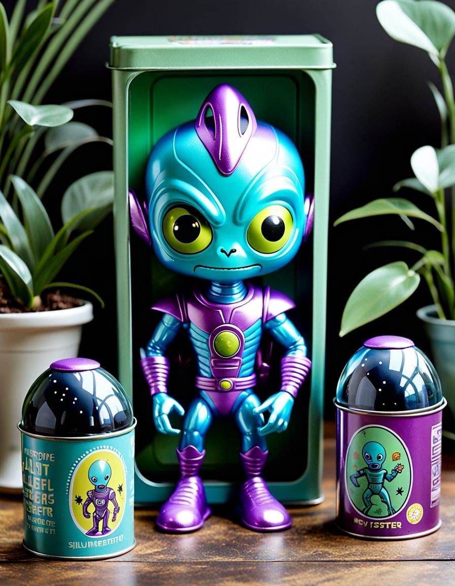 Easter Sci-Fi Superhero in Vintage-Style Tin