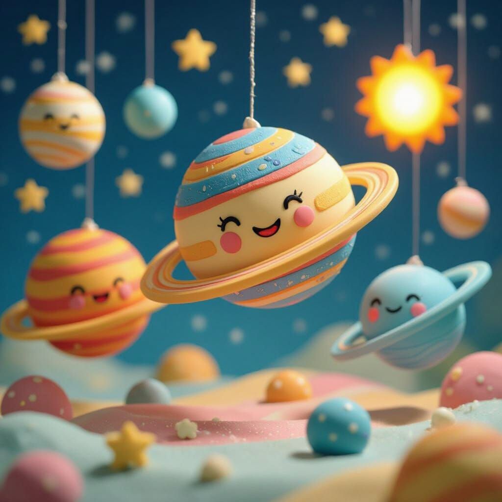 Whimsical Playdough Planetarium with Smiling Planets