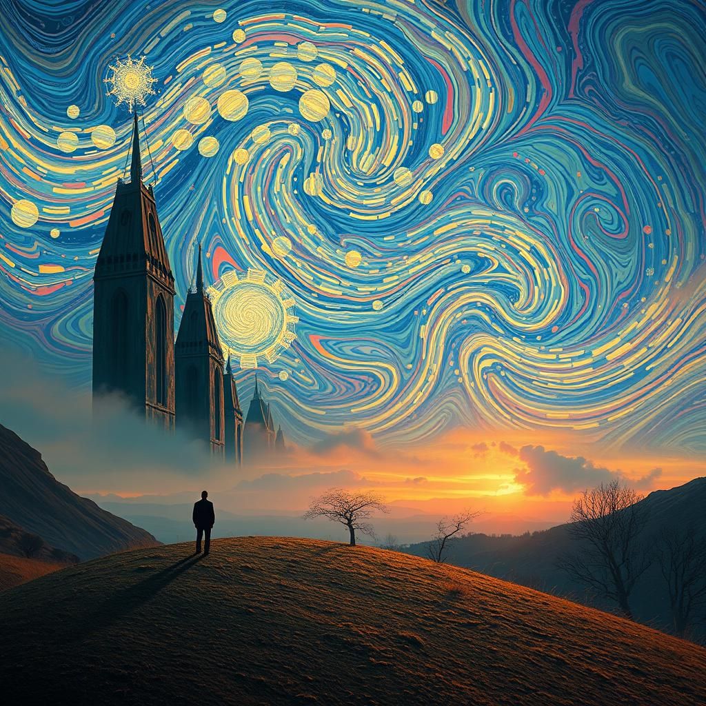 Surreal Landscape with Figure in Dreamlike Style