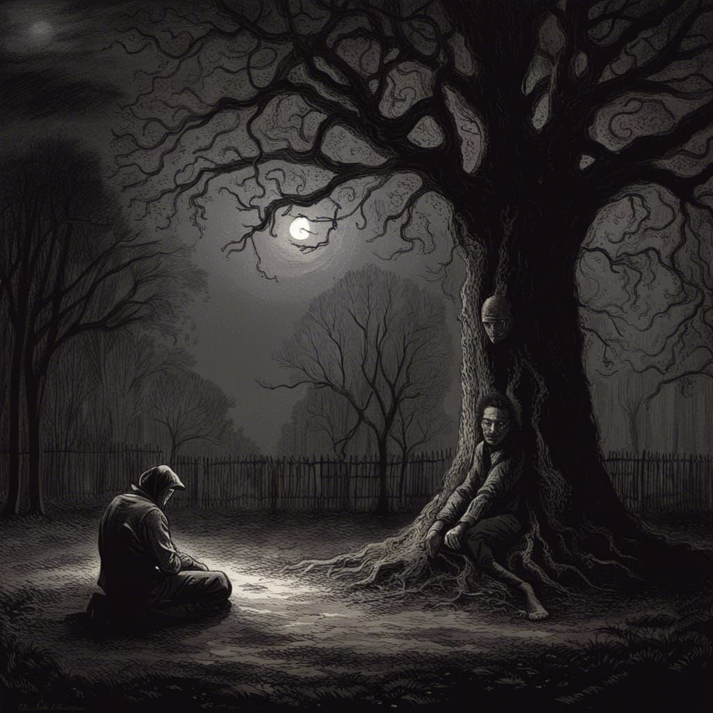 Eerie Serial Killer Lurking in Park at Night