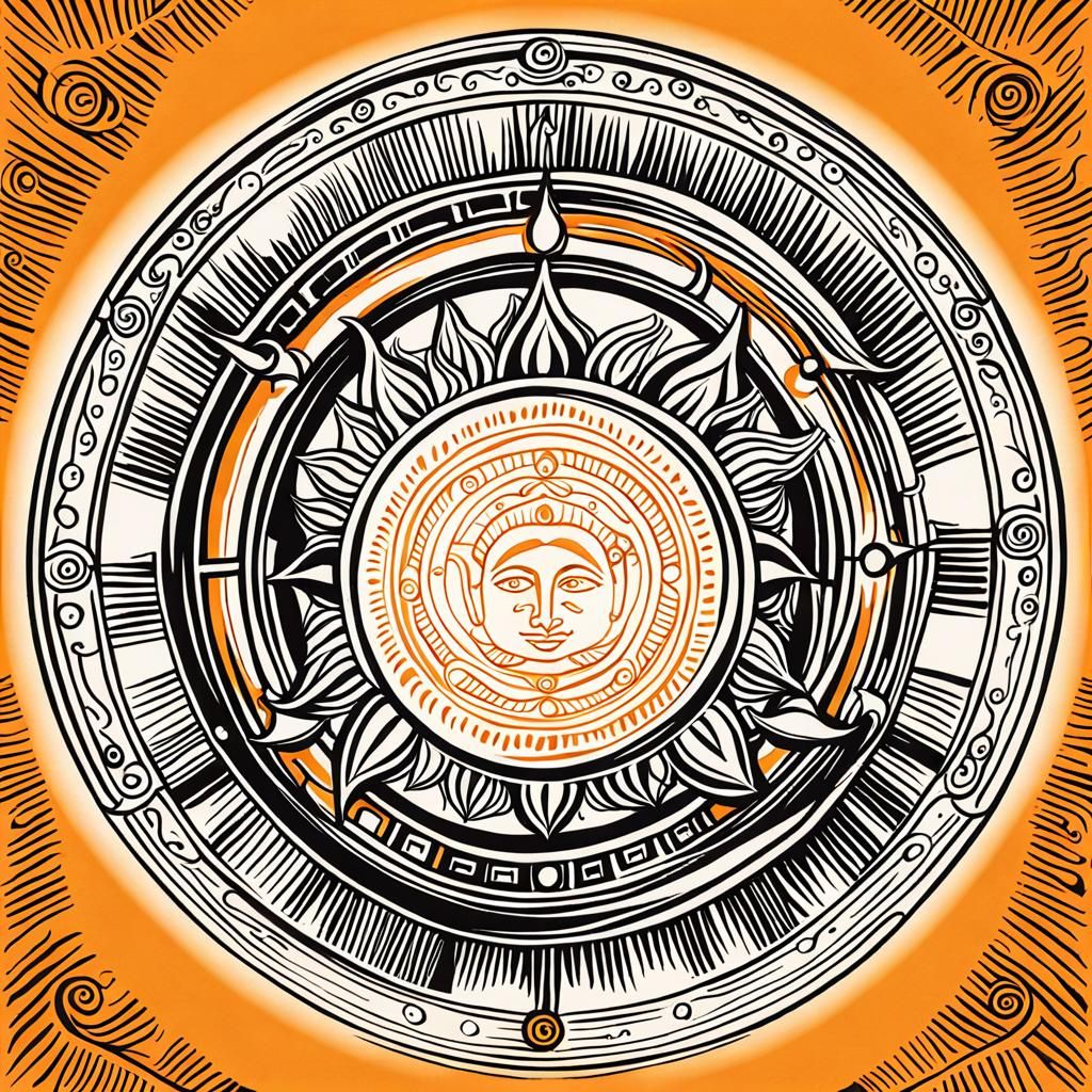 Golden Surya: Hellenic-Hindu Sun God in Orange