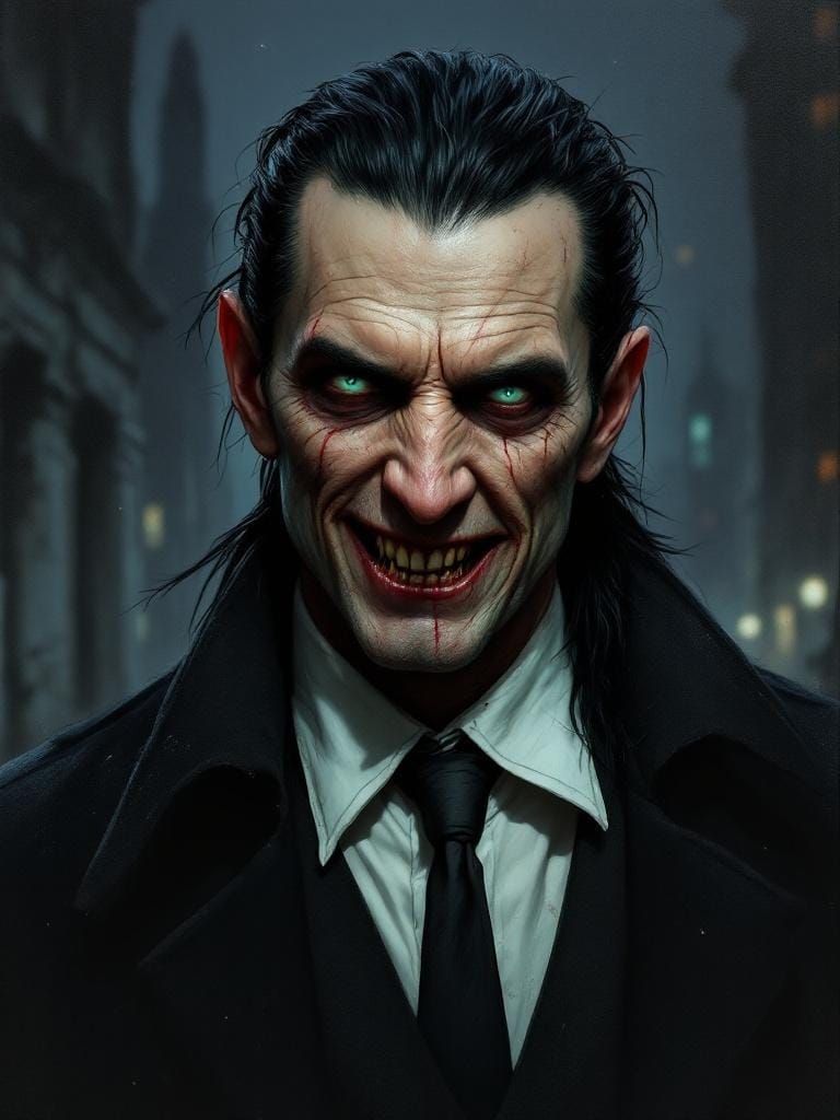 Post-Apocalyptic Vampire in Oil Painting Style