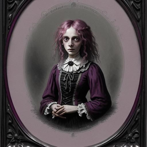 Pink Witch Cauldron in Burtonesque Horror Style