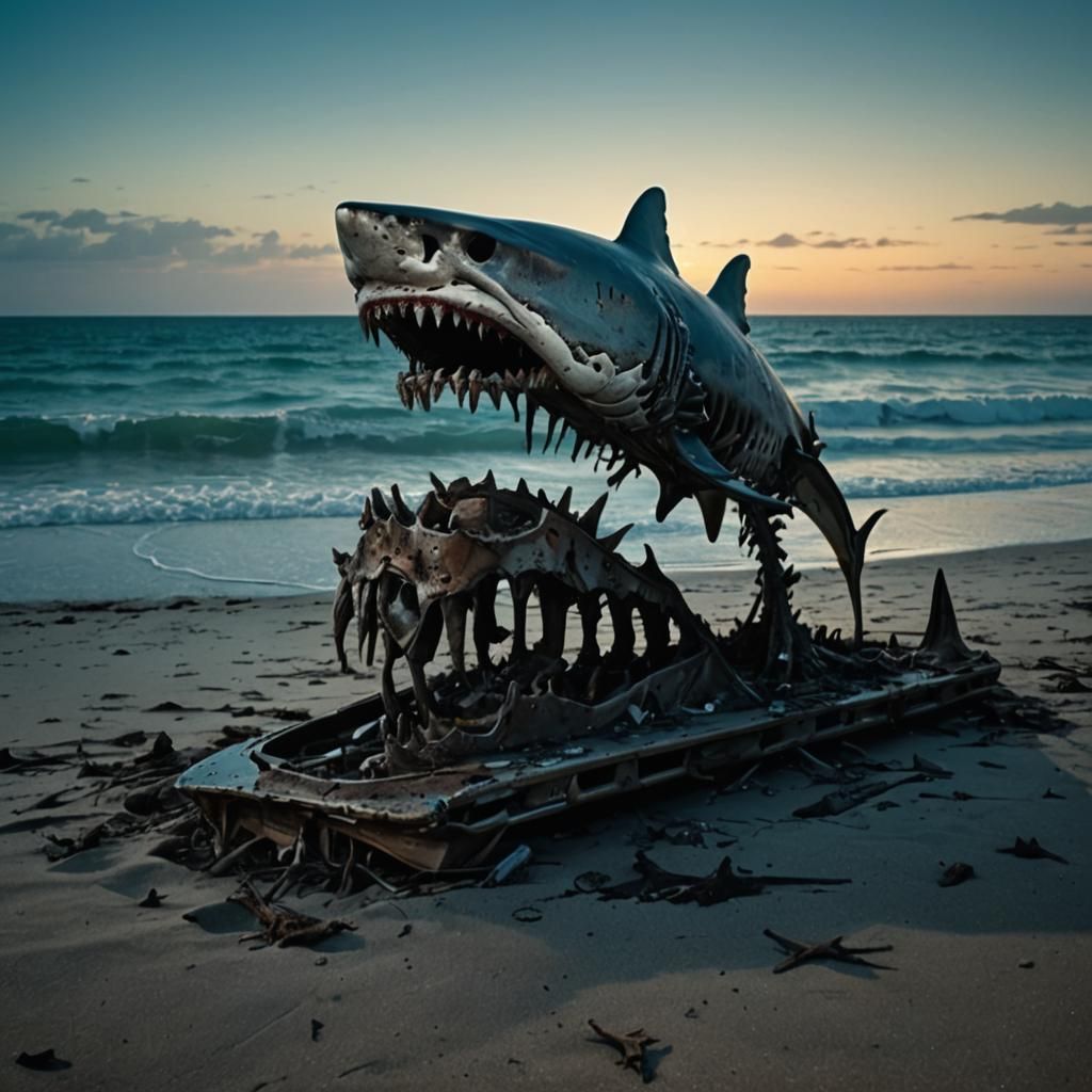 Decaying Shark Emerges from a Once-Popular Beach Scene