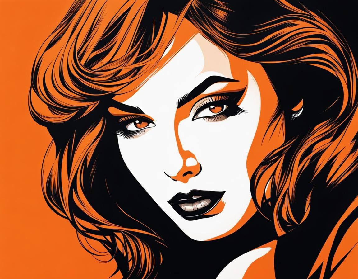 Woman's Face in Hyperrealistic Noir Comic Art