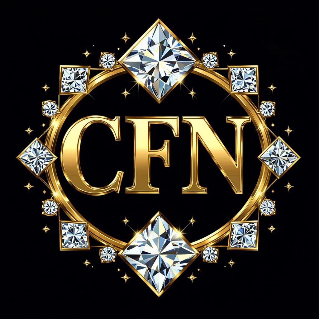 Luxurious CFN TEN Logo with Diamonds and Gold