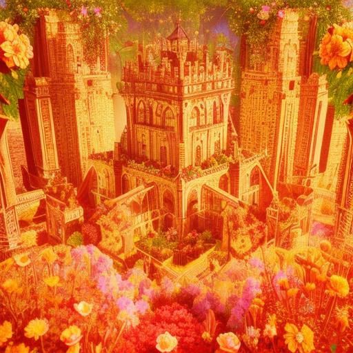 Towering Flower Garden: Photorealistic 3D Rendering