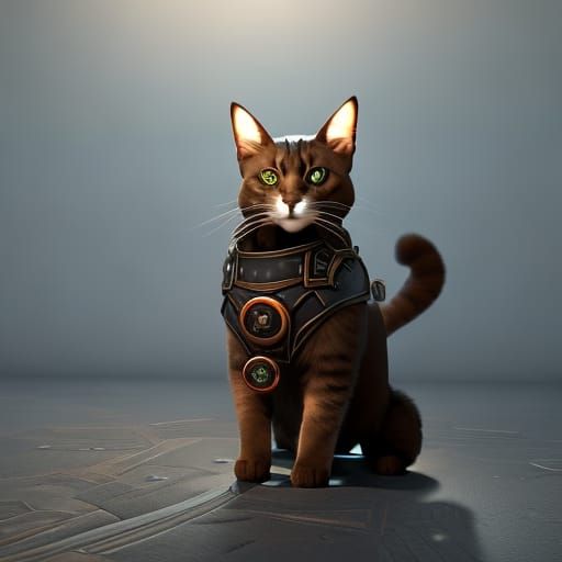 Steampunk Cat in Detailed 3D Render