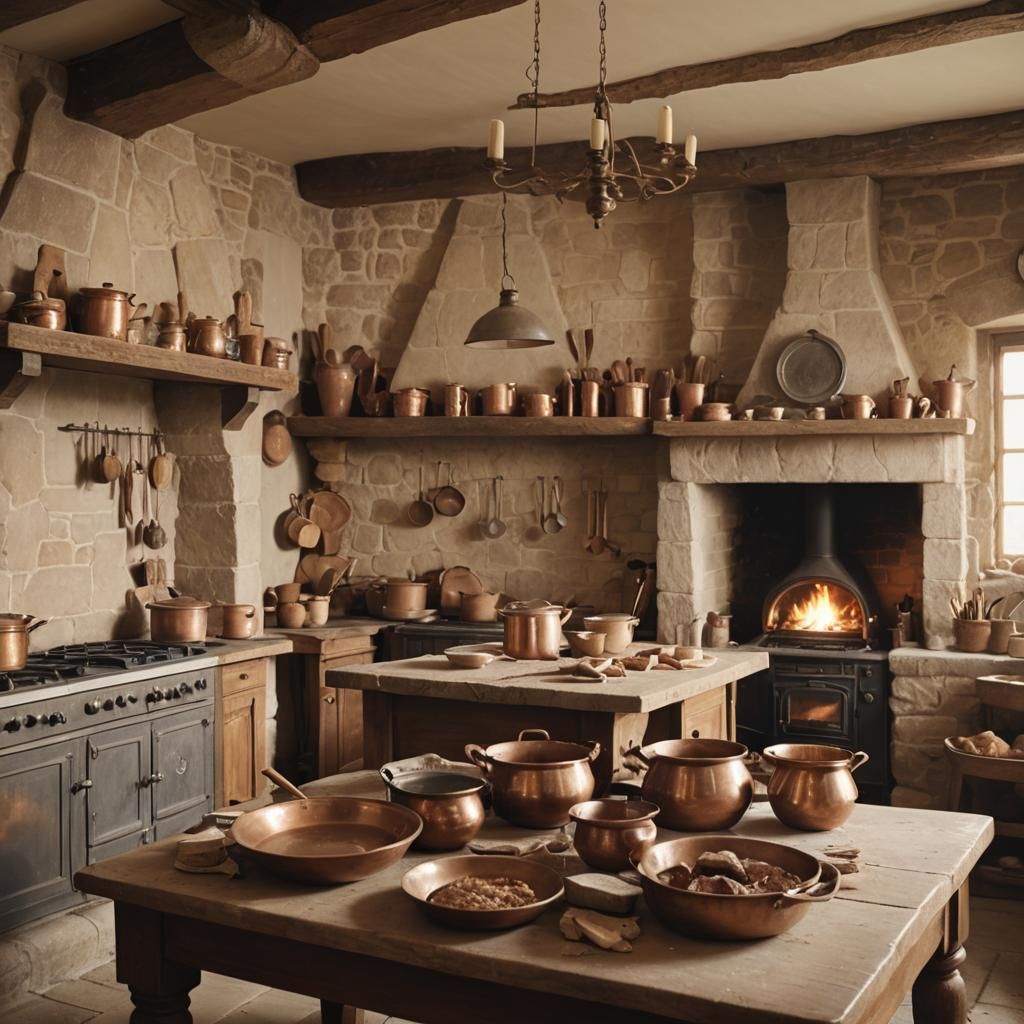 Warm Antique Kitchen in Downton Abbey Style