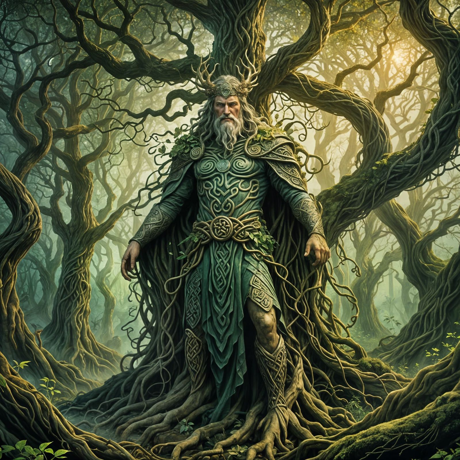 Celtic Deity Embraces the Natural World