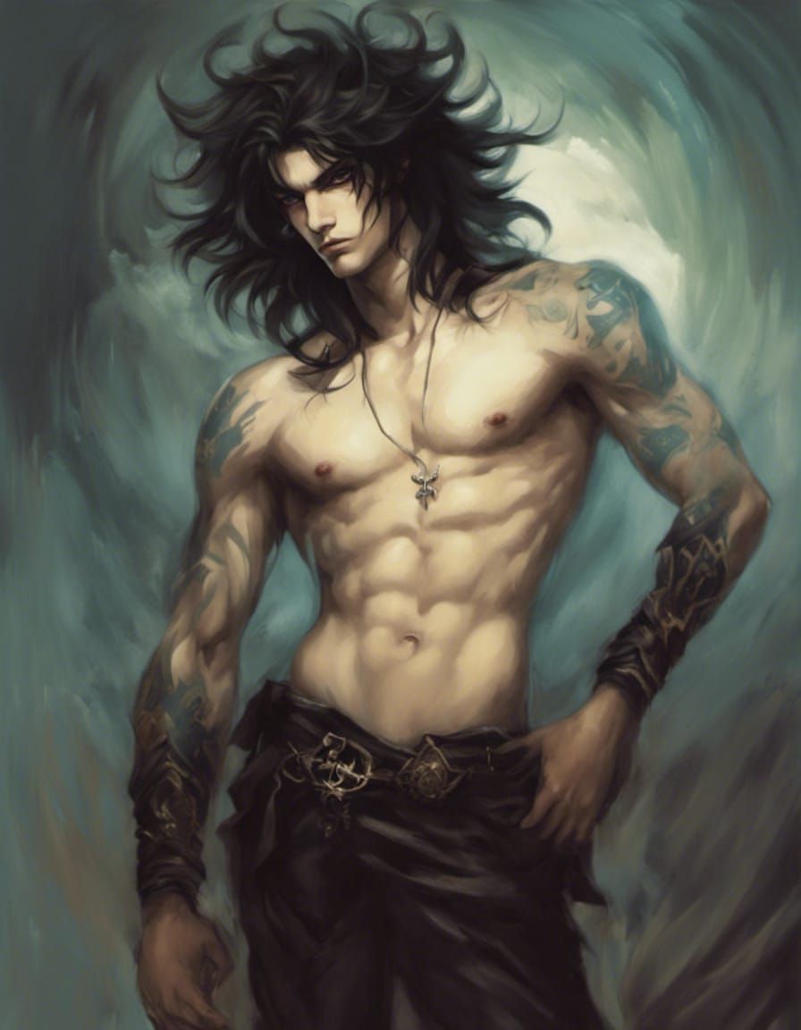 Gothic Prince with Tattoos in Anime Style