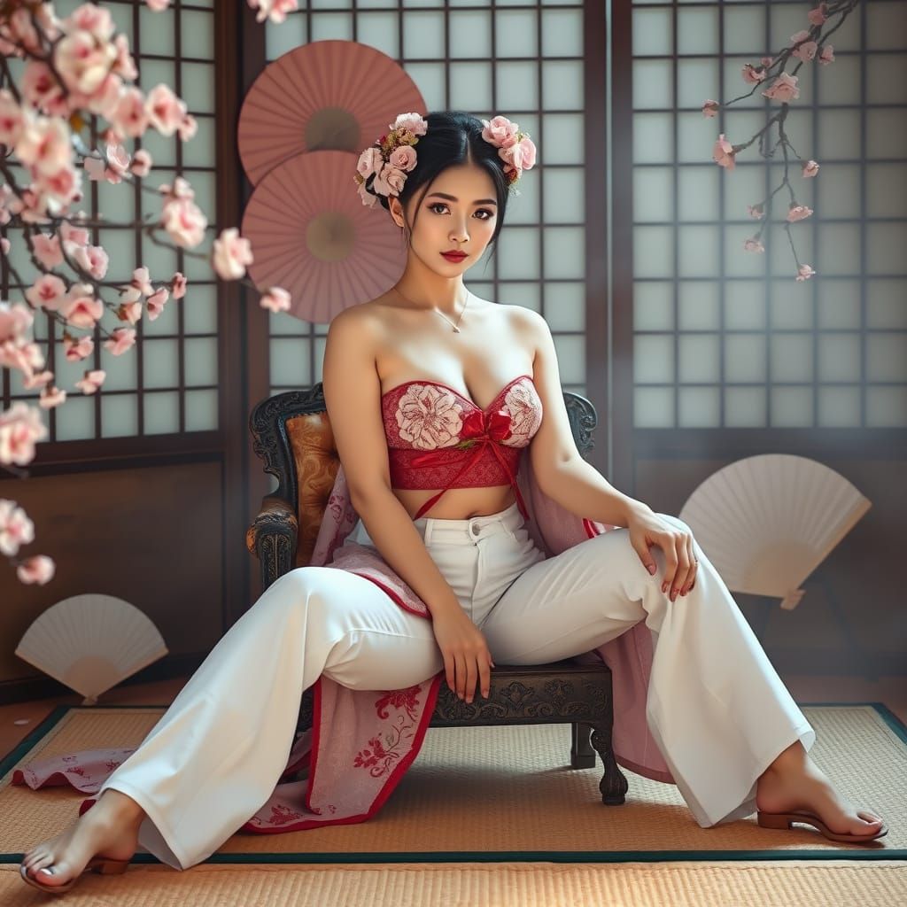 Geisha in Jeans: A Photorealistic Japanese Fusion
